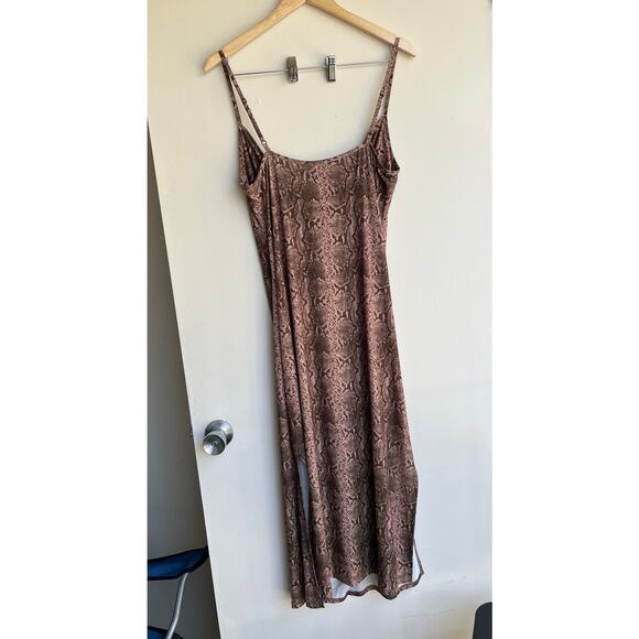 ASOS DESIGN cowl front midi slip stretch dress in snake print Y2K $40 Size12 - Picture 13 of 16